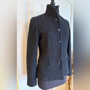 Ralph Lauren Black Wool Cashmere Blend Button Front Jacket Size 6